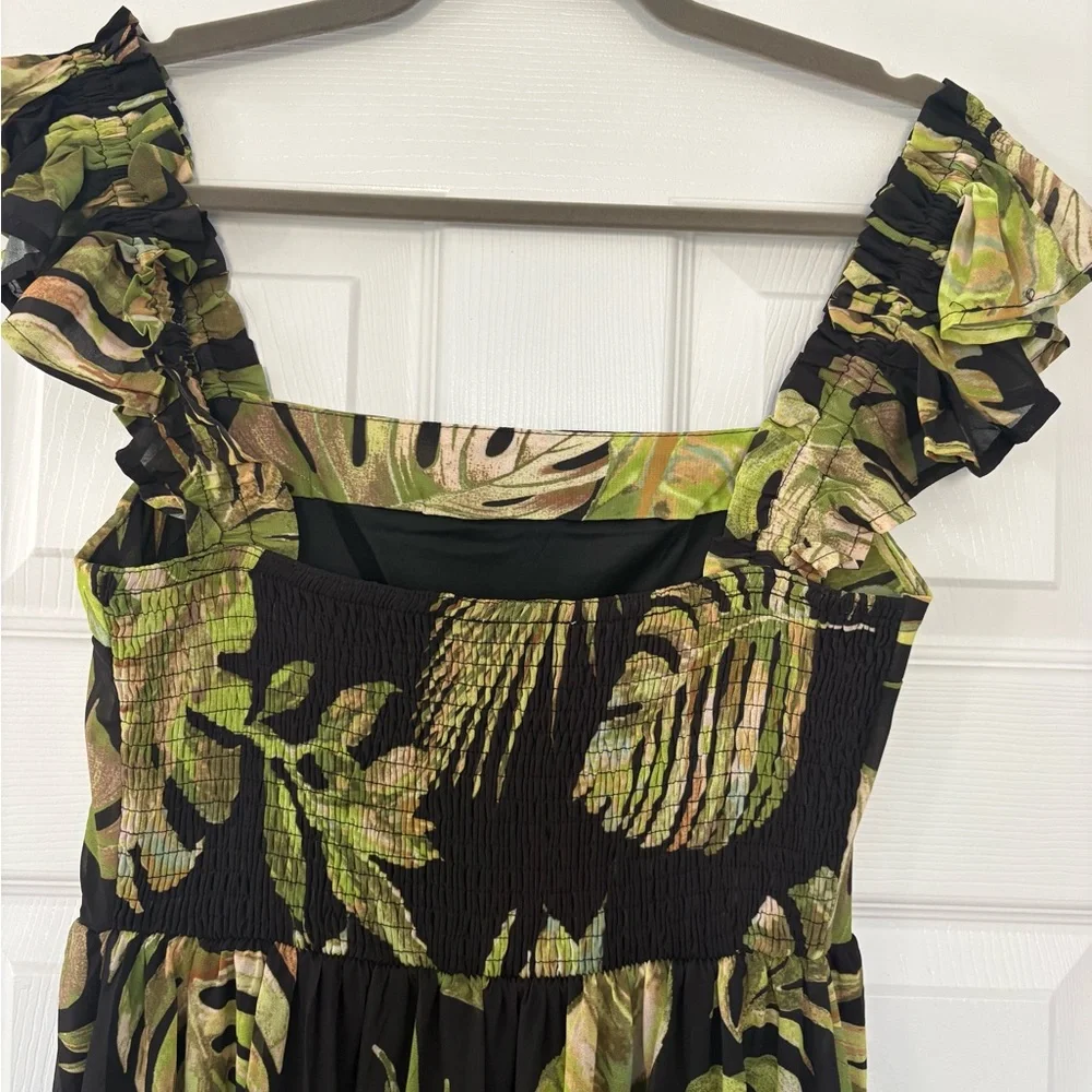 Baltic Born Encinitas Black and Green palm maxi Dress large - Picture 7 of 13
